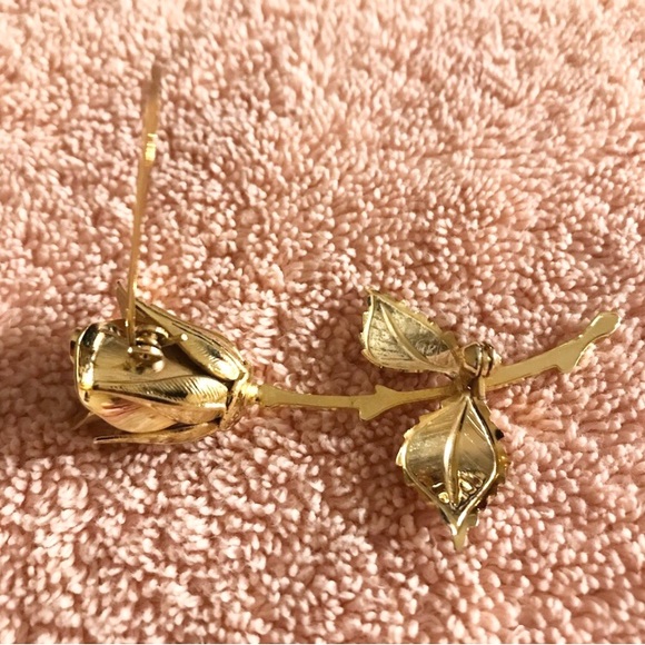 Vintage Rose Brooch Hand Crafted Gold Tone 3 inches - Picture 3 of 5